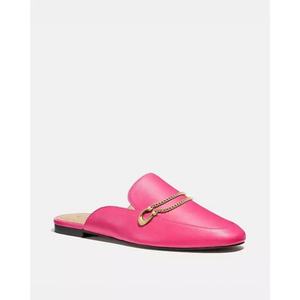 Coach Sawyer Slides Loafer Women Flats Shoes Mules Slip On Pink Sz 5.5 B Leather